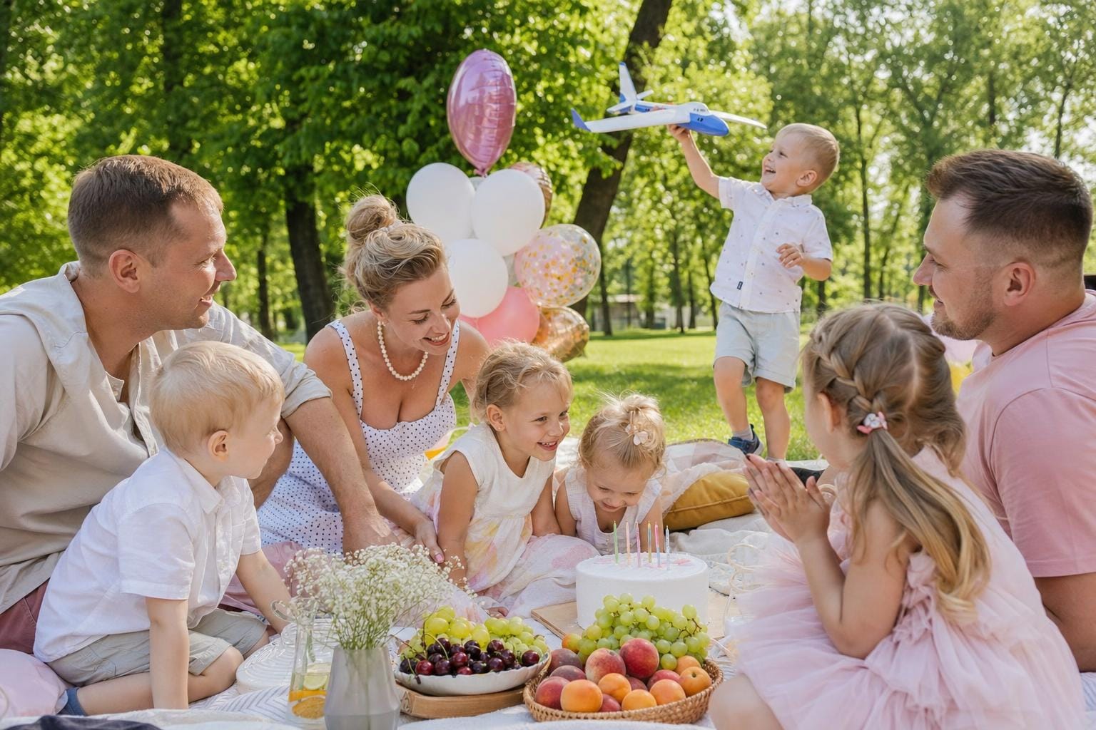 День рождения на природе — детский пикник в парке летом