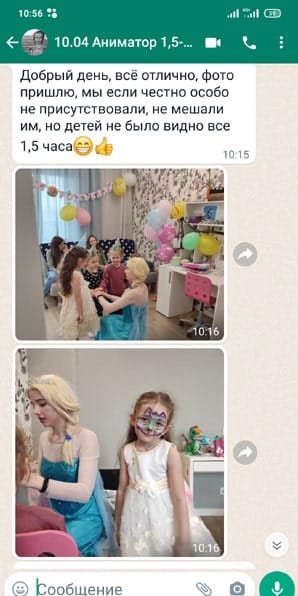 Отзыв аниматор Эльза на день рождения на дом 10/04/2022