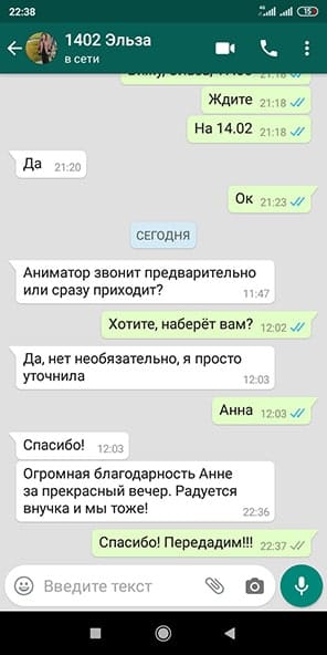 Отзыв аниматор Эльза Холодное сердце 14/02/2020