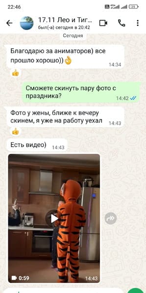 Отзыв на аниматора Тигрулю на поздравление мальчика или девочки 17/11/2025 г.