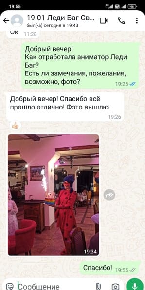 Отзыв на аниматора Леди Баг на день рождения девочки 19/01/2025