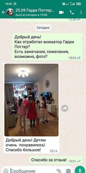 Отзыв на аниматора Гарри Поттер на день рождения мальчика 25/09/2022