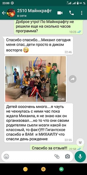 Отзыв аниматор Майнкрафт на день рождения 25/10/2020
