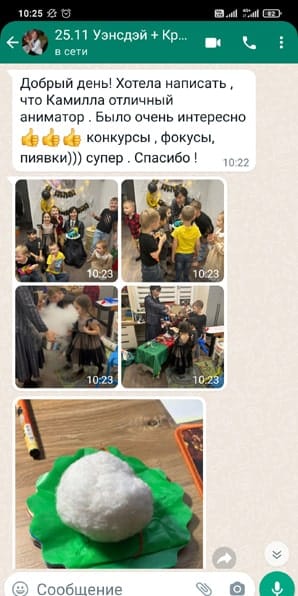 Отзыв на аниматора Уэнсдэй на день рождения девочки 25/11/2023